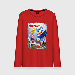 Лонгслив хлопковый мужской SONIC СОНИК Z, цвет: красный