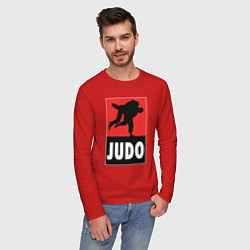 Лонгслив хлопковый мужской Judo, цвет: красный — фото 2