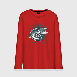 Лонгслив хлопковый мужской Охотник на щуку, цвет: красный