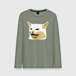 Лонгслив хлопковый мужской Кот Смадж Мем, цвет: авокадо