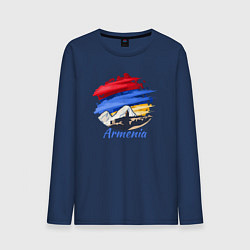 Лонгслив хлопковый мужской Brush Armenia, цвет: тёмно-синий