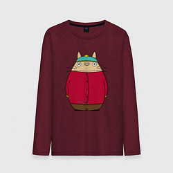 Лонгслив хлопковый мужской Totoro Cartman, цвет: меланж-бордовый