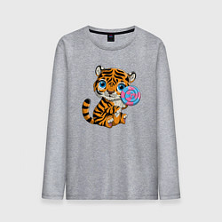 Лонгслив хлопковый мужской Сладкий Тигренок, цвет: меланж
