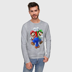 Лонгслив хлопковый мужской Mario Bros, цвет: меланж — фото 2