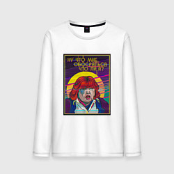 Лонгслив хлопковый мужской Cyberpunk X Страна чудес, цвет: белый