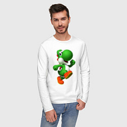 Лонгслив хлопковый мужской 3d Yoshi, цвет: белый — фото 2