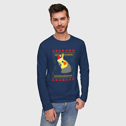 Лонгслив хлопковый мужской Рождественский свитер Корелла, цвет: тёмно-синий — фото 2
