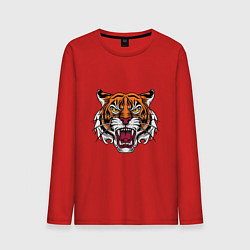 Лонгслив хлопковый мужской Style - Tiger, цвет: красный