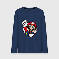 Лонгслив хлопковый мужской MarioFace, цвет: тёмно-синий
