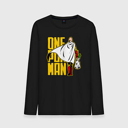 Лонгслив хлопковый мужской Сайтама возвращается из супермаркета One Punch-Man, цвет: черный