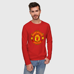 Лонгслив хлопковый мужской Манчестер Юнайтед логотип, цвет: красный — фото 2