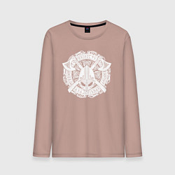 Лонгслив хлопковый мужской Руны, топоры и шлем, цвет: пыльно-розовый