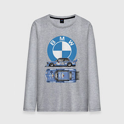 Лонгслив хлопковый мужской BMW Motorsport Retro, Germany, цвет: меланж