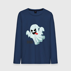 Лонгслив хлопковый мужской !Ghost!, цвет: тёмно-синий