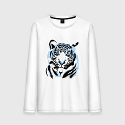 Лонгслив хлопковый мужской Line Blue Tiger, цвет: белый