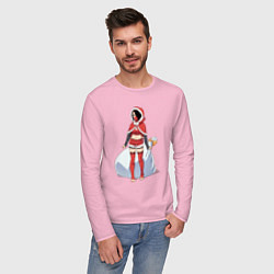 Лонгслив хлопковый мужской Christmas Girl, цвет: светло-розовый — фото 2