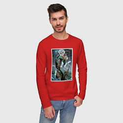 Лонгслив хлопковый мужской Ёрмунганд Морской змей, цвет: красный — фото 2