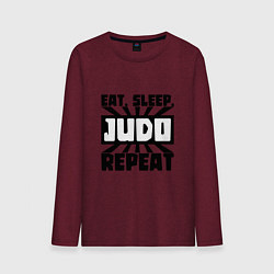 Лонгслив хлопковый мужской Eat, Sleep, Judo, Repeat, цвет: меланж-бордовый