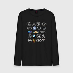 Лонгслив хлопковый мужской АВТОБРЕНДЫ ЛОГО, цвет: черный