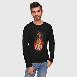 Лонгслив хлопковый мужской Burning guitar, цвет: черный — фото 2