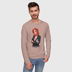 Лонгслив хлопковый мужской Dana Scully X-Files, цвет: пыльно-розовый — фото 2