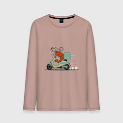 Лонгслив хлопковый мужской Креветка на мопеде, цвет: пыльно-розовый