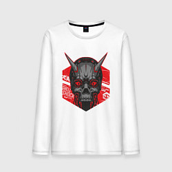 Лонгслив хлопковый мужской SHLSHK Cyber Skull Collection, цвет: белый