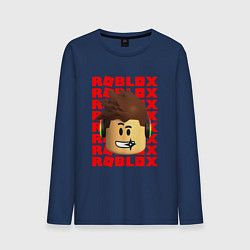 Лонгслив хлопковый мужской ROBLOX RED LOGO LEGO FACE, цвет: тёмно-синий
