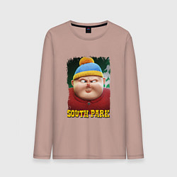 Лонгслив хлопковый мужской Eric Cartman 3D South Park, цвет: пыльно-розовый