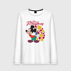 Лонгслив хлопковый мужской Mickey Merry Mousmas, цвет: белый