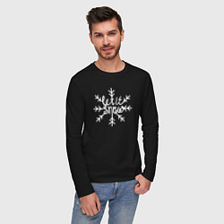 Лонгслив хлопковый мужской Snowflake Let it snow, цвет: черный — фото 2