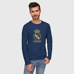 Лонгслив хлопковый мужской Real Madrid gold logo, цвет: тёмно-синий — фото 2