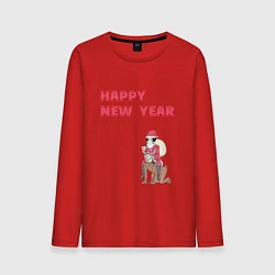Лонгслив хлопковый мужской Ацуши и Акутагава Happy New Year, цвет: красный