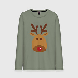 Лонгслив хлопковый мужской Олень 2022, цвет: авокадо
