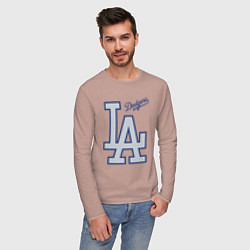 Лонгслив хлопковый мужской Los Angeles Dodgers - baseball team, цвет: пыльно-розовый — фото 2