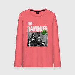 Лонгслив хлопковый мужской The Ramones Рамоунз, цвет: коралловый