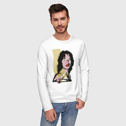 Лонгслив хлопковый мужской Andy Warhol - Mick Jagger pop art, цвет: белый — фото 2