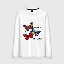 Лонгслив хлопковый мужской Butterflies in the stomach, цвет: белый