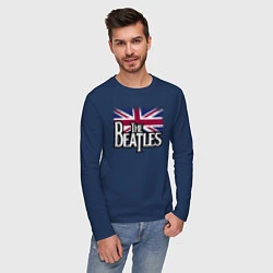 Лонгслив хлопковый мужской The Beatles Great Britain Битлз, цвет: тёмно-синий — фото 2