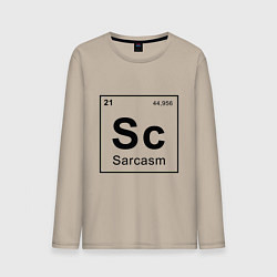 Лонгслив хлопковый мужской САРКАЗМ - SARCASM, Sc Таблица Менделеева, цвет: миндальный