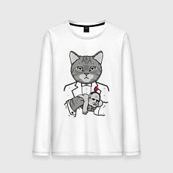 Лонгслив хлопковый мужской Крестный Котец, цвет: белый