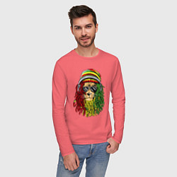 Лонгслив хлопковый мужской Rasta lioN, цвет: коралловый — фото 2
