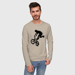 Лонгслив хлопковый мужской ВЕЛОСПОРТ BMX Racing ВЕЛОСИПЕДИСТ, цвет: миндальный — фото 2