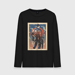 Лонгслив хлопковый мужской Yoru art, цвет: черный