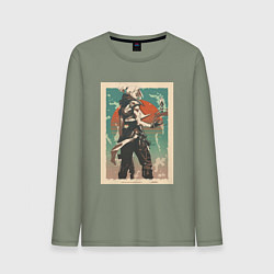 Лонгслив хлопковый мужской Jett art, цвет: авокадо