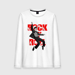 Лонгслив хлопковый мужской Rokc n roll king, цвет: белый