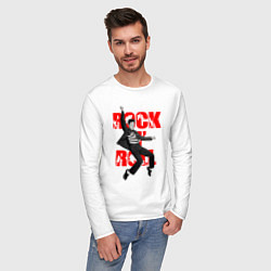 Лонгслив хлопковый мужской Rokc n roll king, цвет: белый — фото 2
