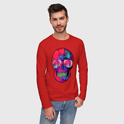Лонгслив хлопковый мужской Skull & bicycle, цвет: красный — фото 2