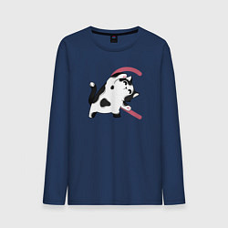 Лонгслив хлопковый мужской Кот половина сердца, цвет: тёмно-синий