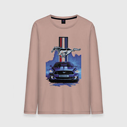 Лонгслив хлопковый мужской Mustang - лучший среди равных!, цвет: пыльно-розовый